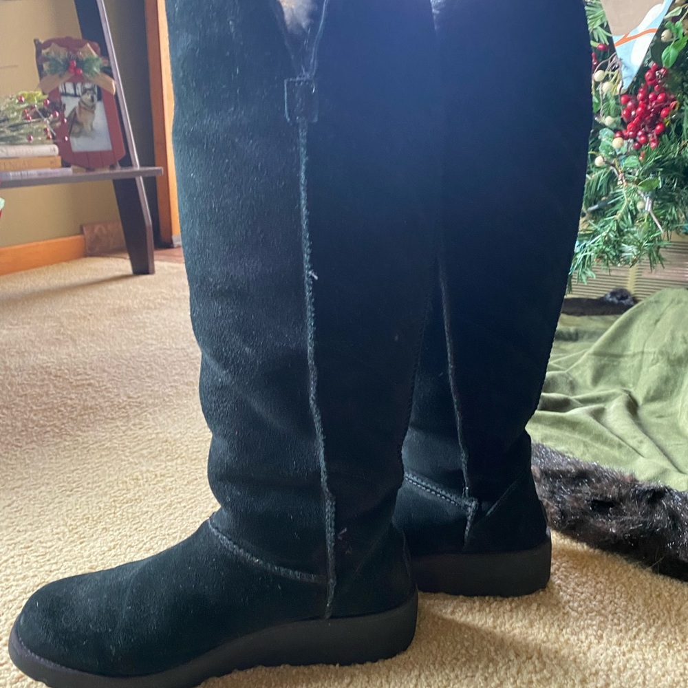 EUC UGG Rosalind pull on black tall boots-toscana silver gray/black fur cuff. - Picture 4 of 14